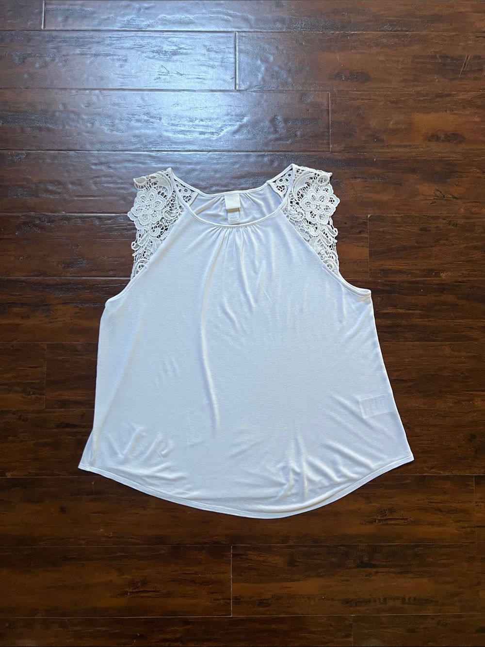 H&M Crochet Shoulder White Sleeveless Women's Top Size Large